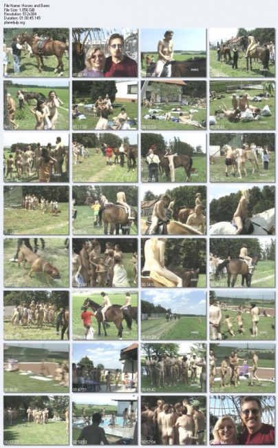 Video nudyści w przyrodzie jeżdzić na koniach | Video nudists on a nature ride on horseback